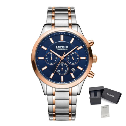 MEGIR Stainless Steel Waterproof Wrist Watches for Men Luminous Chronograph Business Quartz Men's Casual Clock Reloj Hombre-16