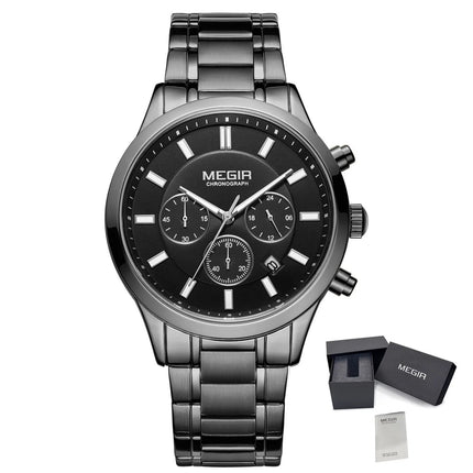 MEGIR Stainless Steel Waterproof Wrist Watches for Men Luminous Chronograph Business Quartz Men's Casual Clock Reloj Hombre-20