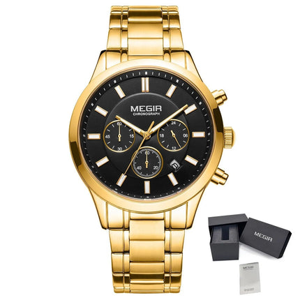 MEGIR Stainless Steel Waterproof Wrist Watches for Men Luminous Chronograph Business Quartz Men's Casual Clock Reloj Hombre-17