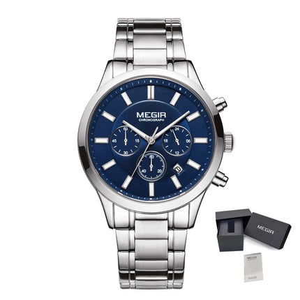 MEGIR Stainless Steel Waterproof Wrist Watches for Men Luminous Chronograph Business Quartz Men's Casual Clock Reloj Hombre-19