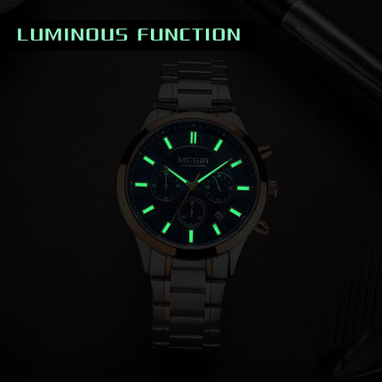MEGIR Stainless Steel Waterproof Wrist Watches for Men Luminous Chronograph Business Quartz Men's Casual Clock Reloj Hombre-6