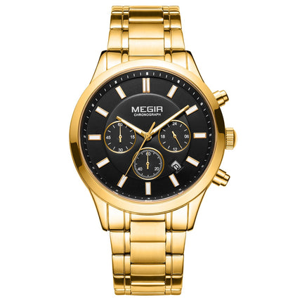 MEGIR Stainless Steel Waterproof Wrist Watches for Men Luminous Chronograph Business Quartz Men's Casual Clock Reloj Hombre-13