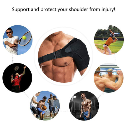 Shoulder Support Brace with Pressure Pad for Men Women, Adjustable Shoulder Support Arm Brace for Sports, Exercise, Fits Right or Left Shoulder - Happy Grab