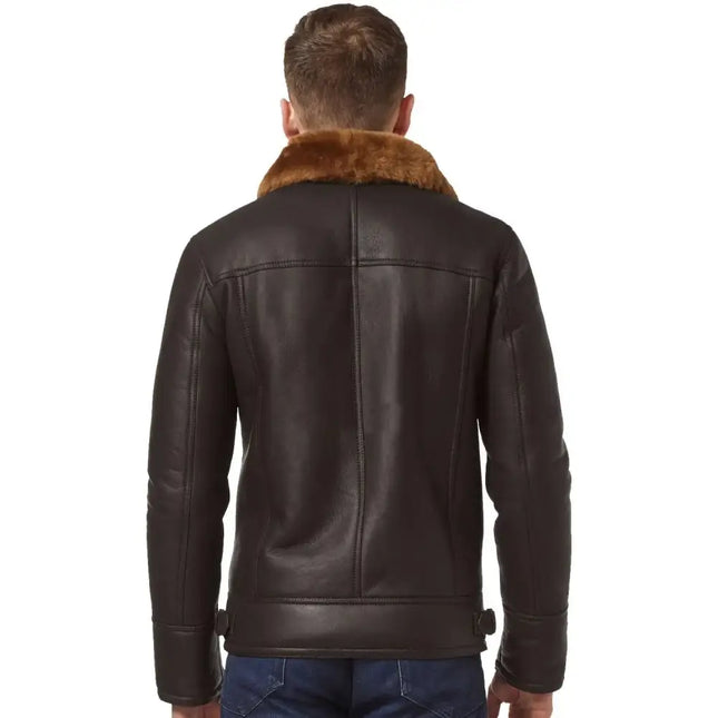 Mens Leather Cross Zipper Aviator Bomber Jacket-1