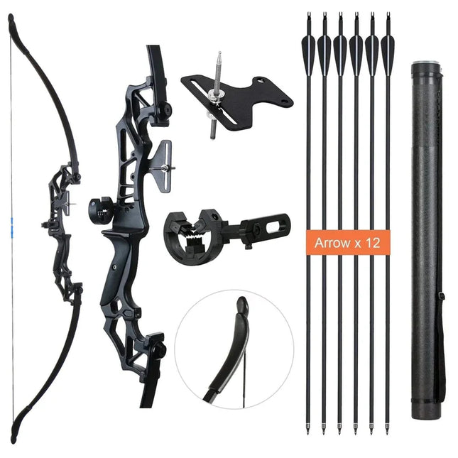 Archery 53" Takedown Recurve Bow and Arrows Set Right Hand Bow with Adjustable Arrow Tube 40lbs - Happy Grab